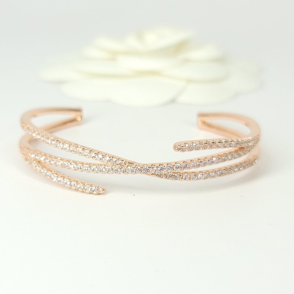 NEW Chic Sparkle Pave CZ Cuff Bracelet - Picture 2 of 6